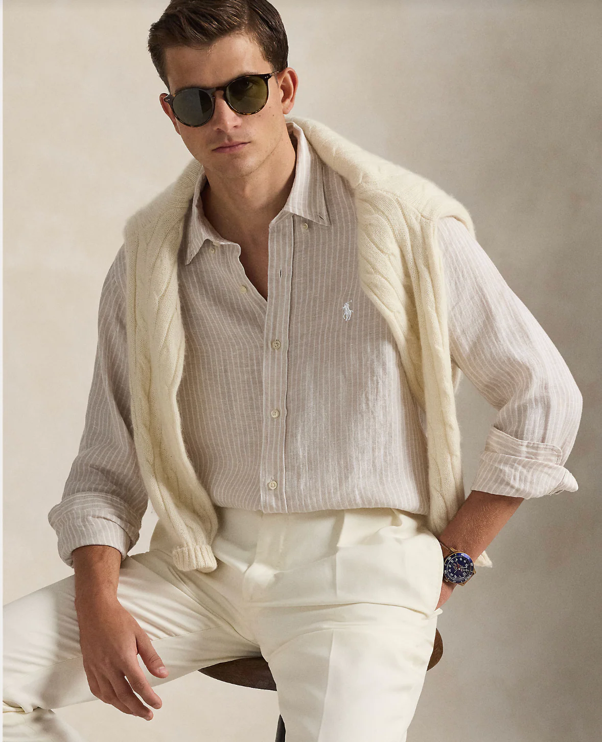 CUSTOM FIT STRIPED LINEN SHIRT - Image 5
