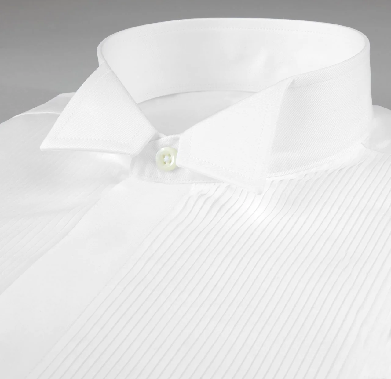 White Slimline Tuxedo Shirt With Wing Collar - Image 3
