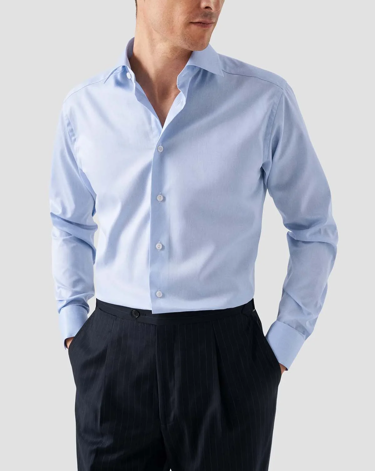 Contemporary Light Blue Signature Twill Shirt - Image 3