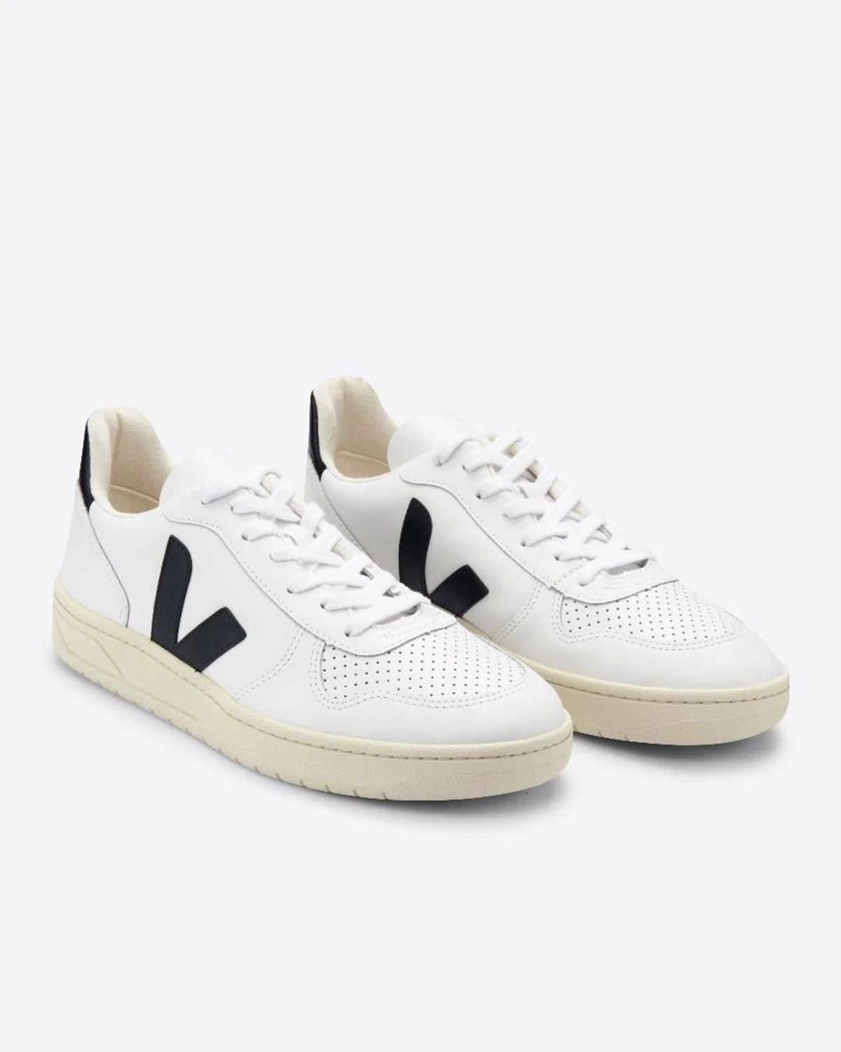 Women's V-10 Leather White Black - Image 3