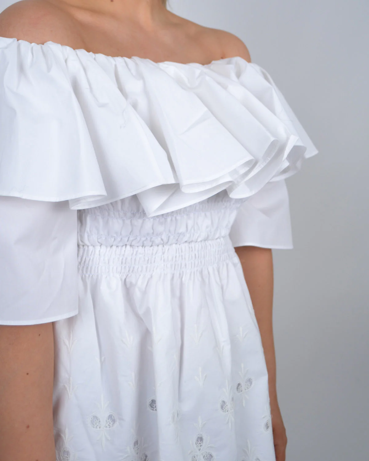 Off Shoulder Cotton Broderie Tunic - Image 3