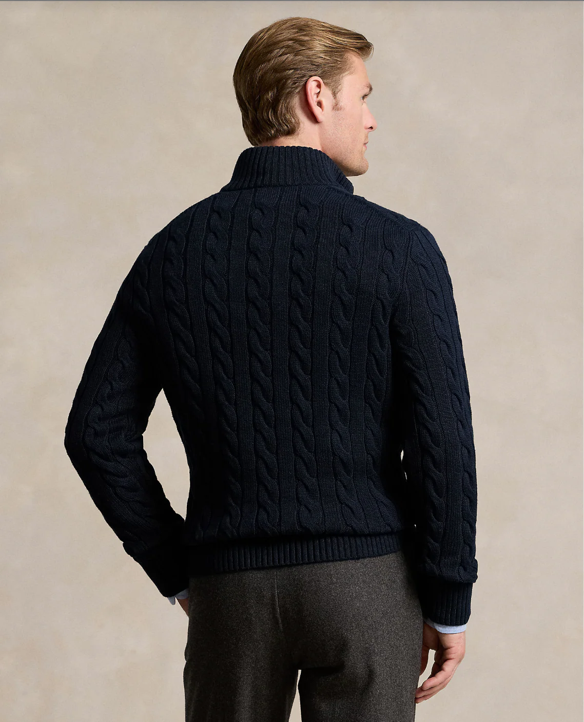 CABLE-KNIT COTTON QUARTER-ZIP SWEATER - Image 3