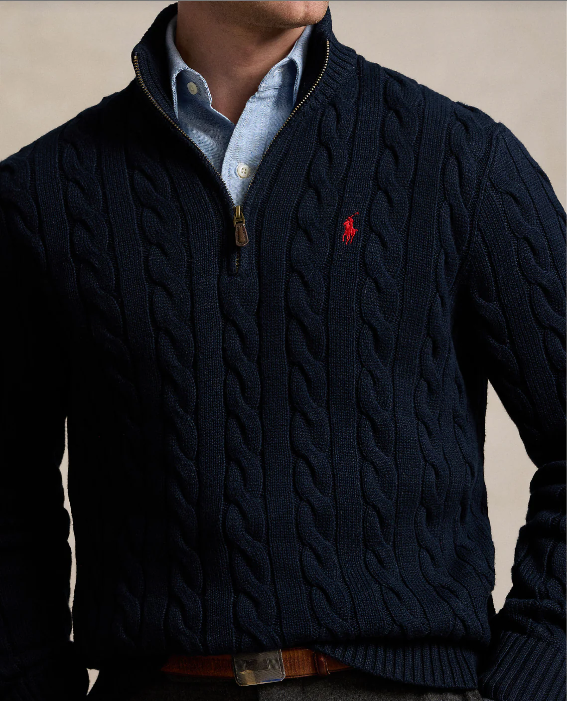 CABLE-KNIT COTTON QUARTER-ZIP SWEATER - Image 4