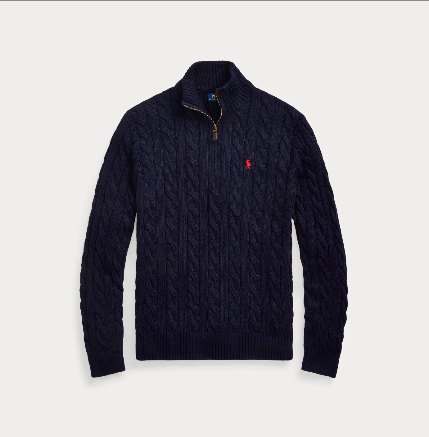 CABLE-KNIT COTTON QUARTER-ZIP SWEATER - Image 5