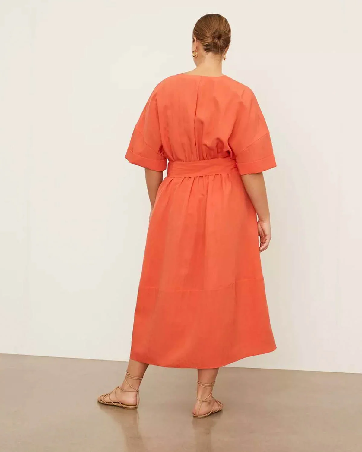Cuffed Short Sleeve V-Neck Dress - Image 3