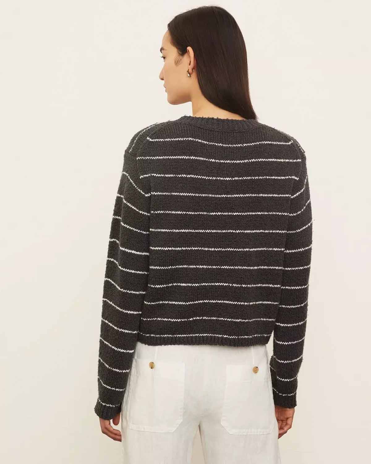 Pebbled Cotton Stripe Crew Neck Sweater - Image 3
