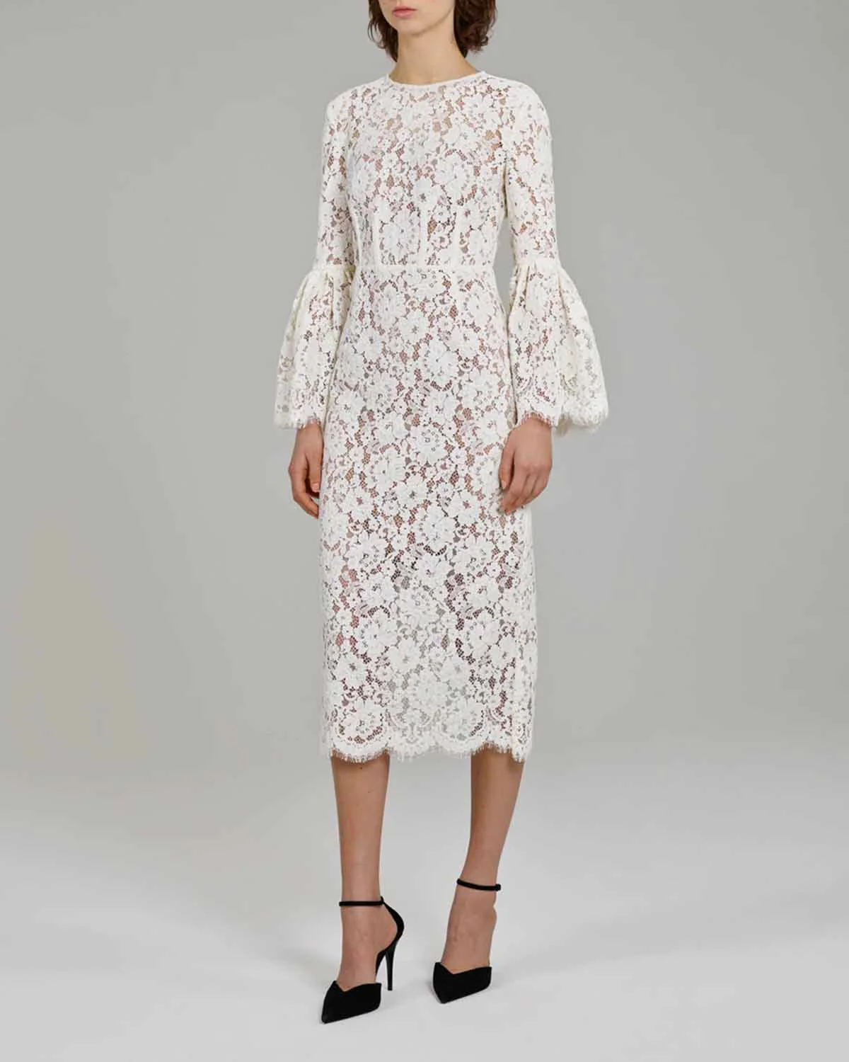 Ivory Cotton Lace Midi Dress - Image 2