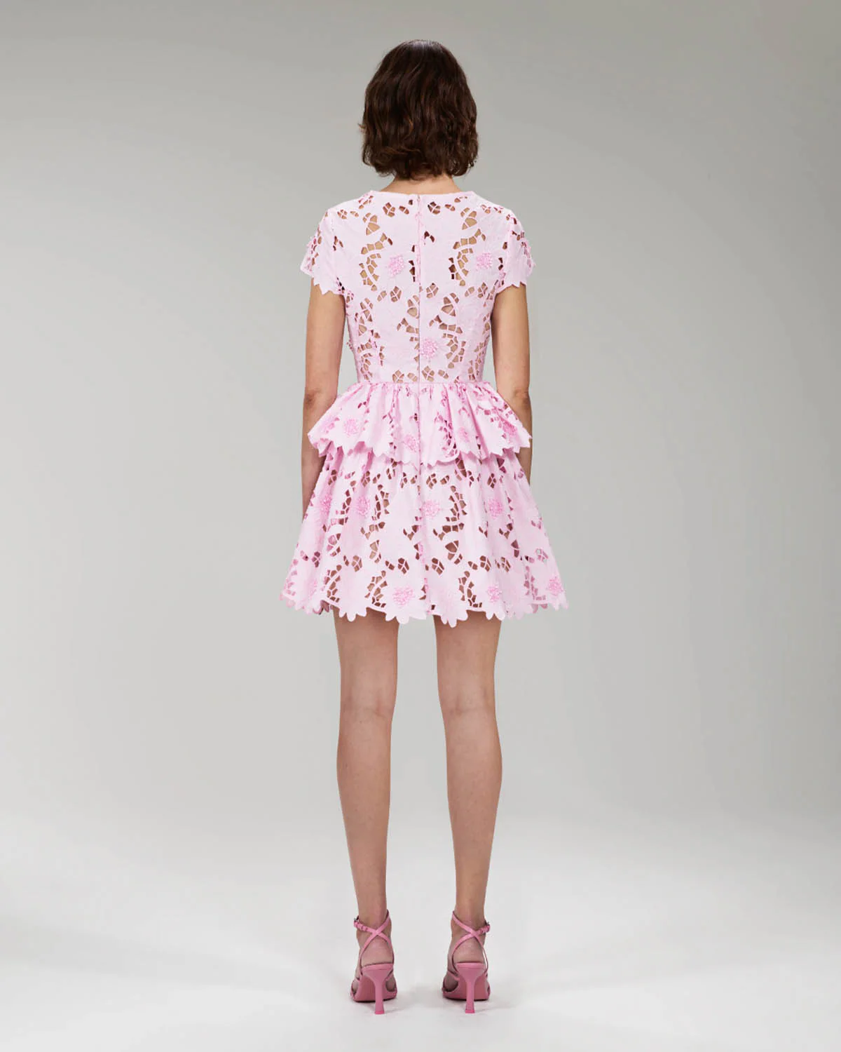 Pink Cotton Guipure Mini Dress - Image 3