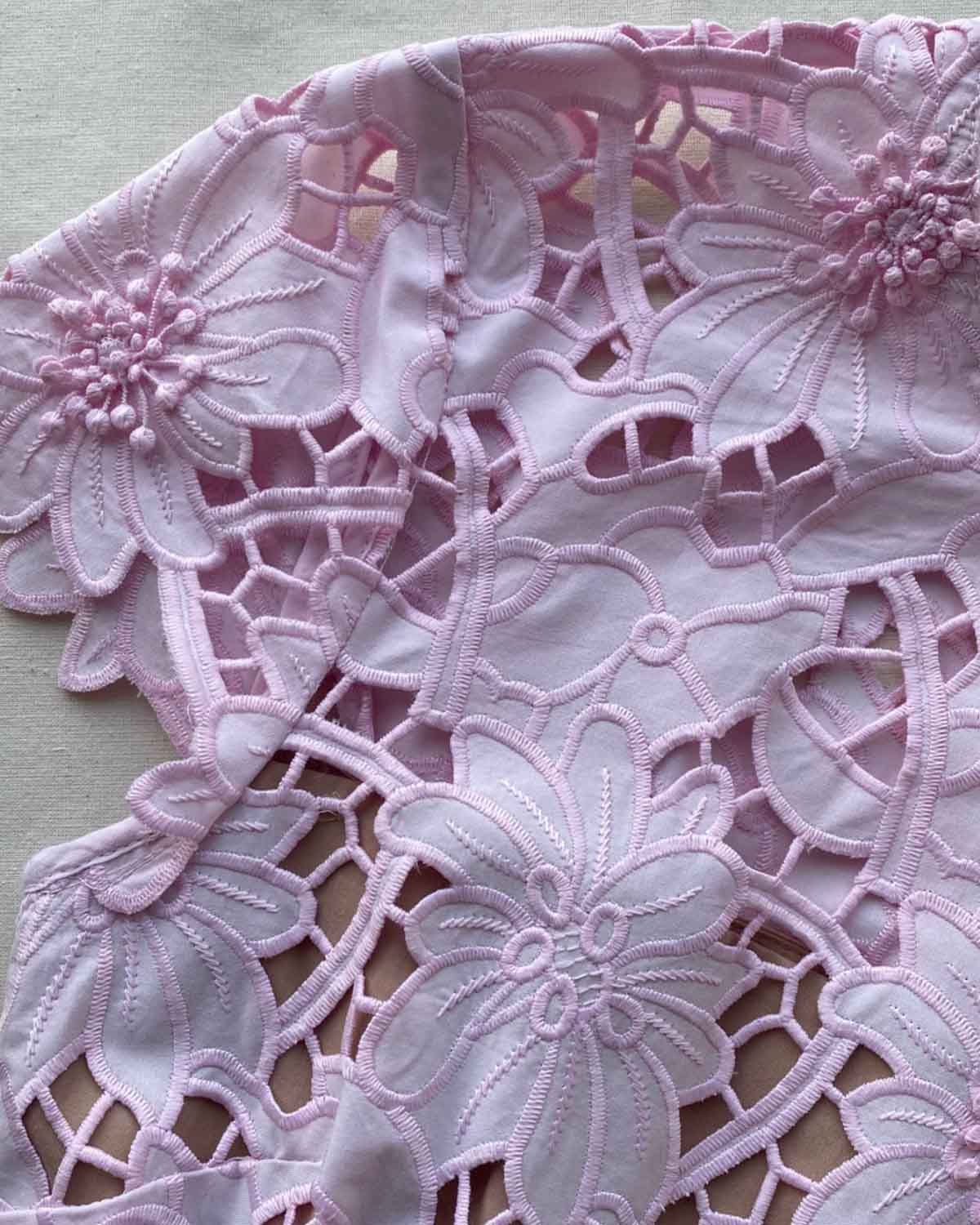 Pink Cotton Guipure Mini Dress - Image 4