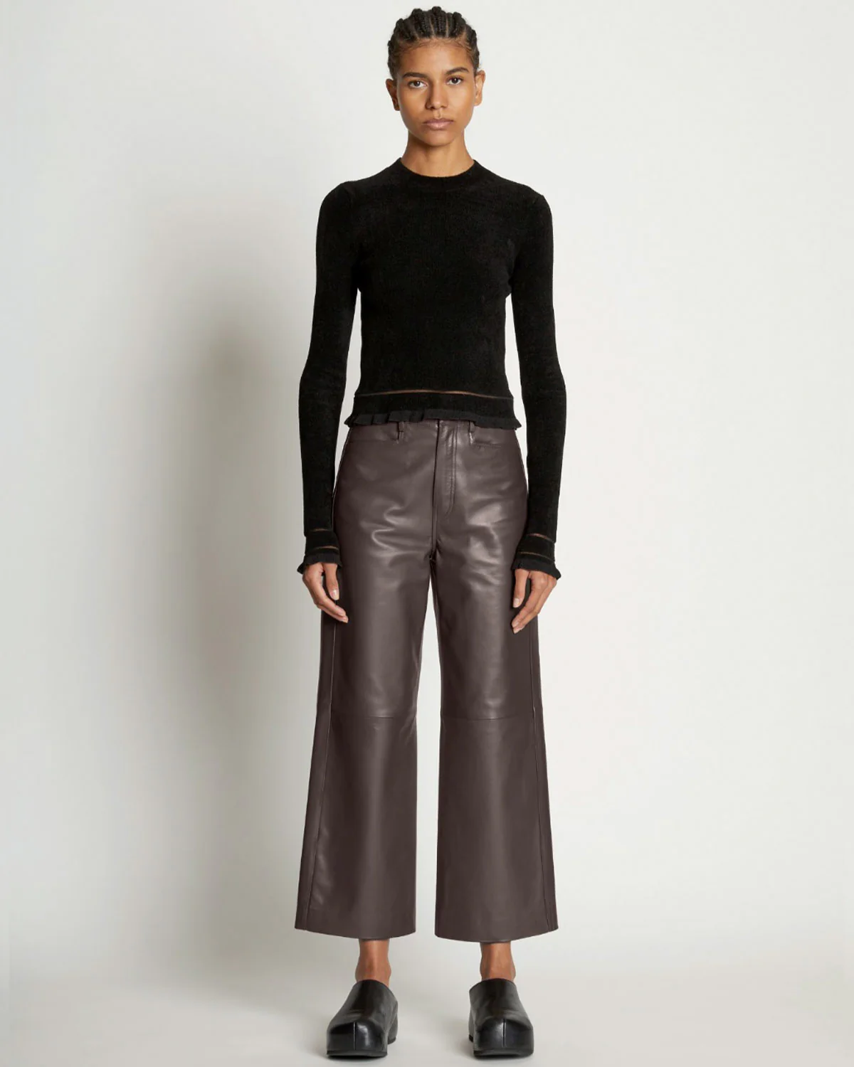Cropped Turtleneck Chenille Sweater - Image 2