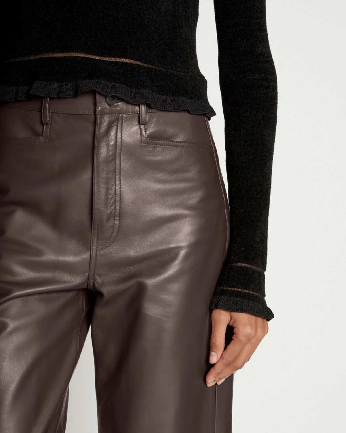 Cropped Turtleneck Chenille Sweater - Image 5