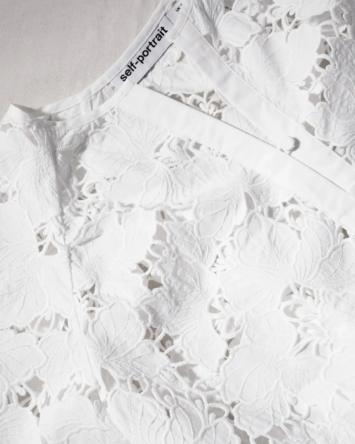 White Cotton Lace Wide Sleeve Mini Dress - Image 4