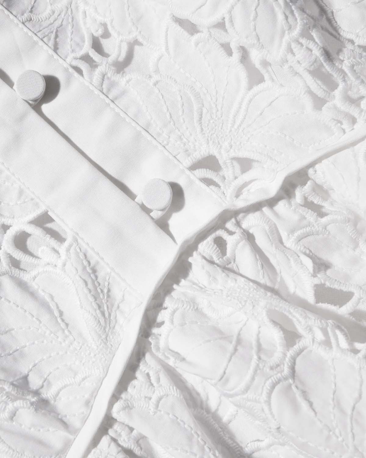 White Cotton Lace Wide Sleeve Mini Dress - Image 5