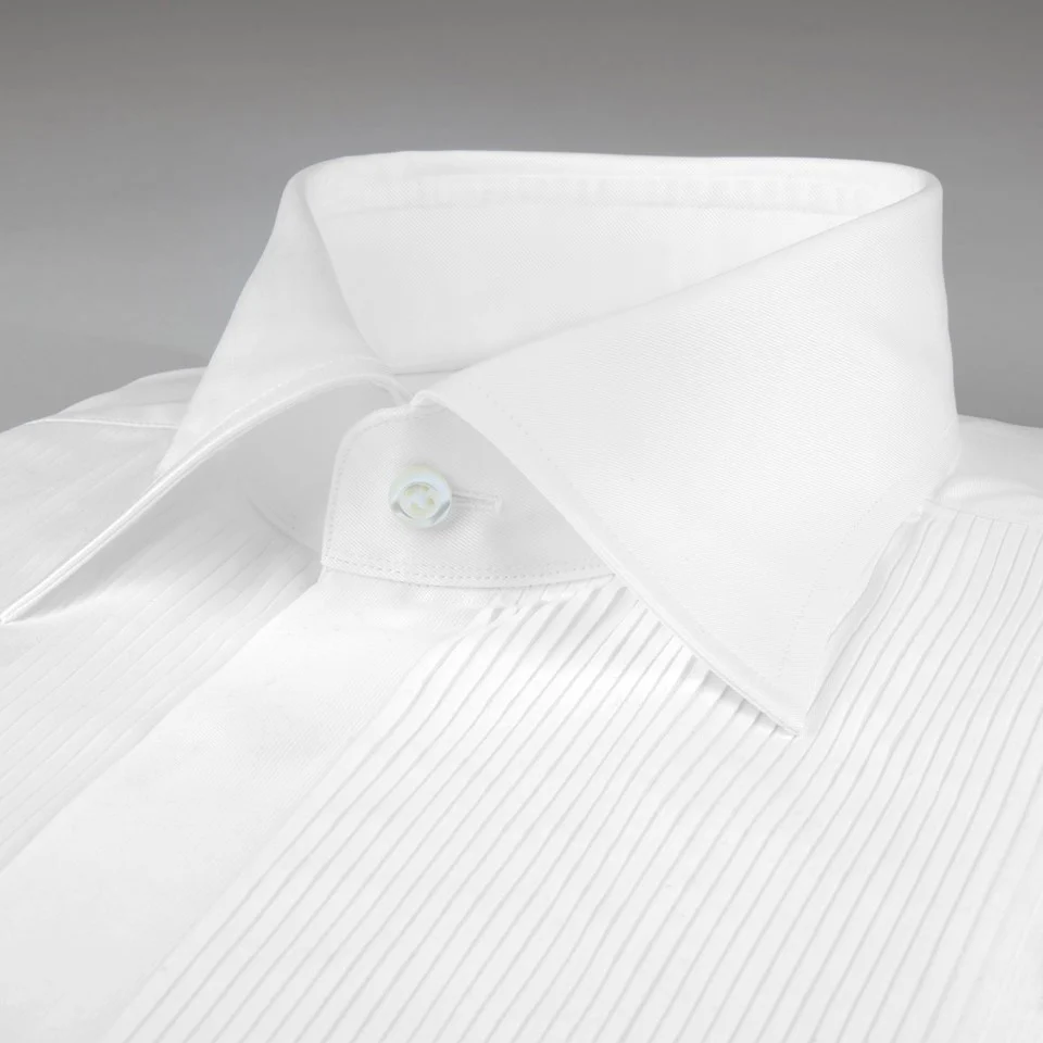 White Slimline Tuxedo Shirt With Classic Collar - Image 3