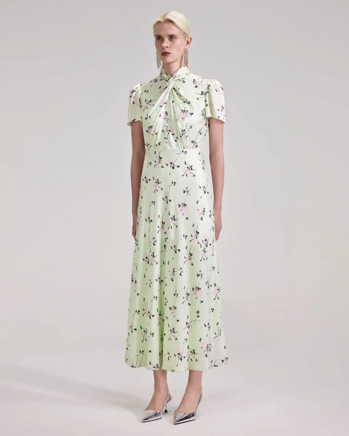 Green Floral Print Midi Dress - Image 2