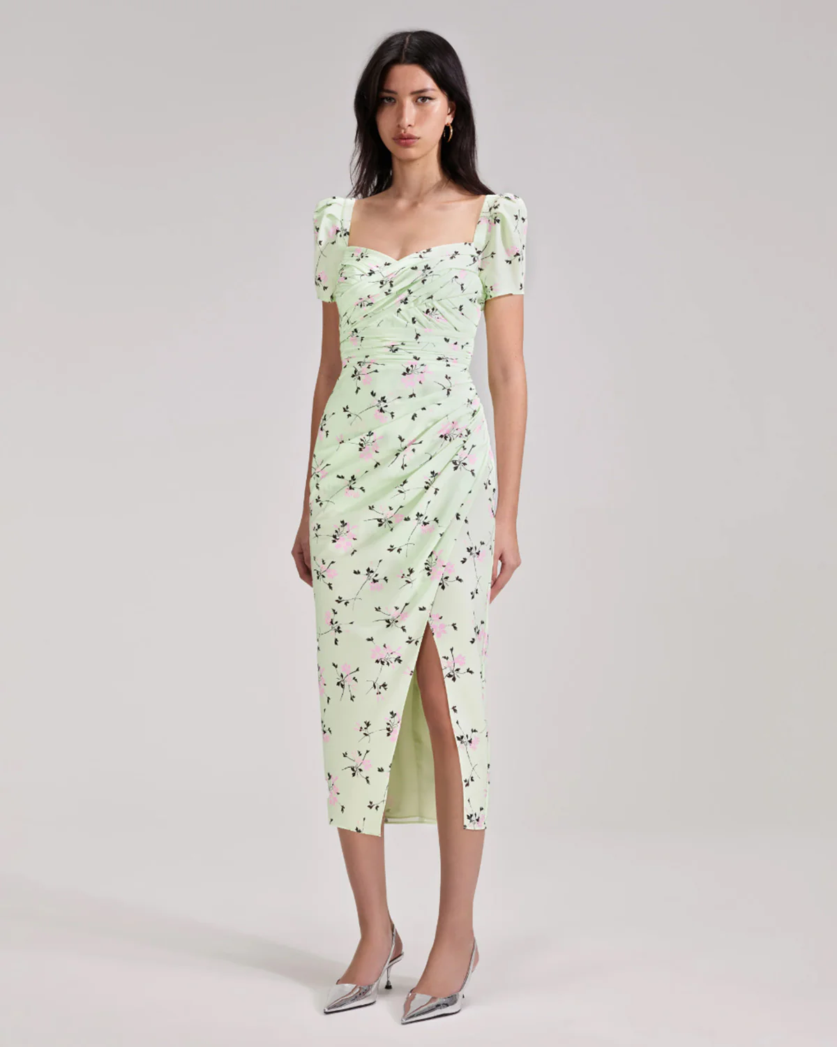 Green Floral Print Iris Midi Dress - Image 2