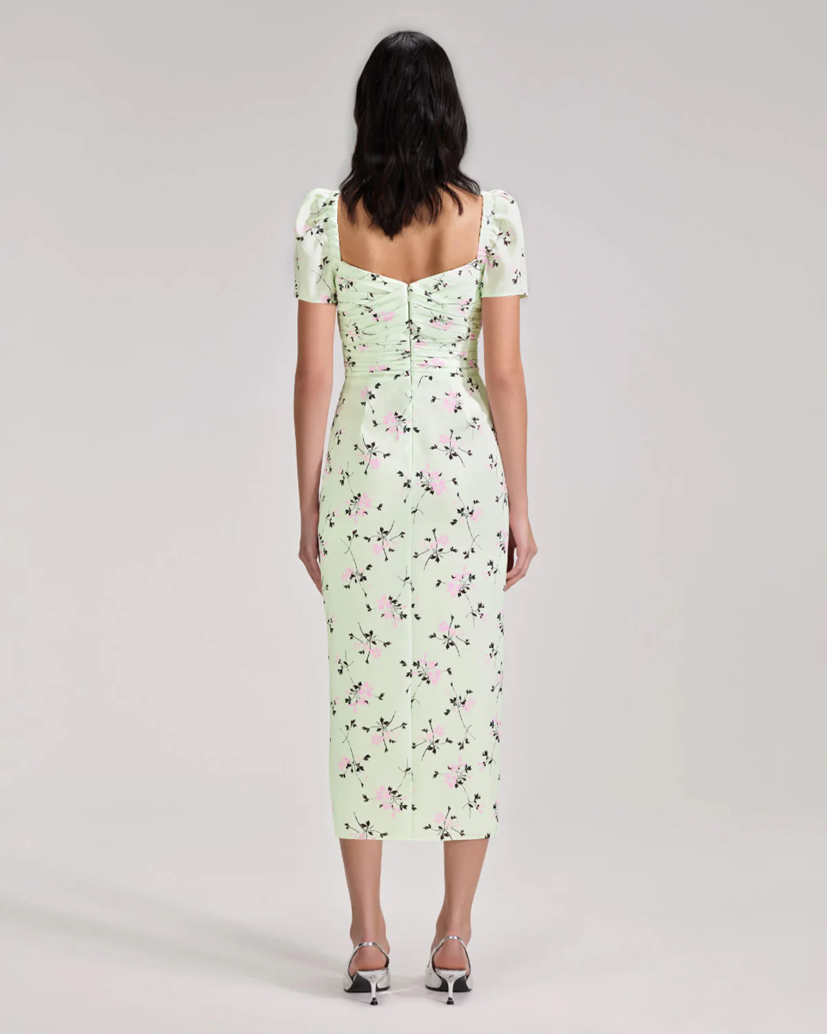 Green Floral Print Iris Midi Dress - Image 3