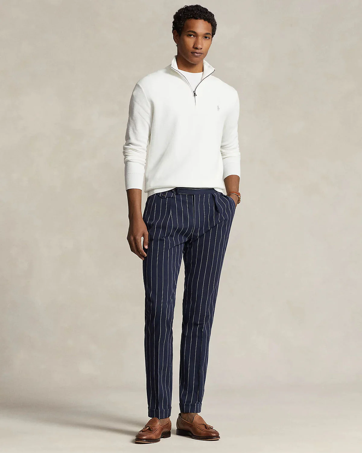 MESH-KNIT COTTON QUARTER-ZIP SWEATER - Image 3